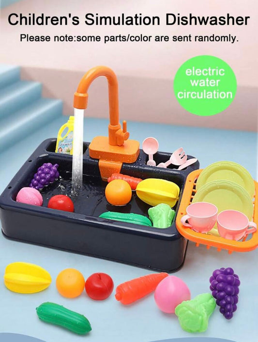 Kitchen Sink Toys Children Electric Dishwasher Playing Toy With Running water